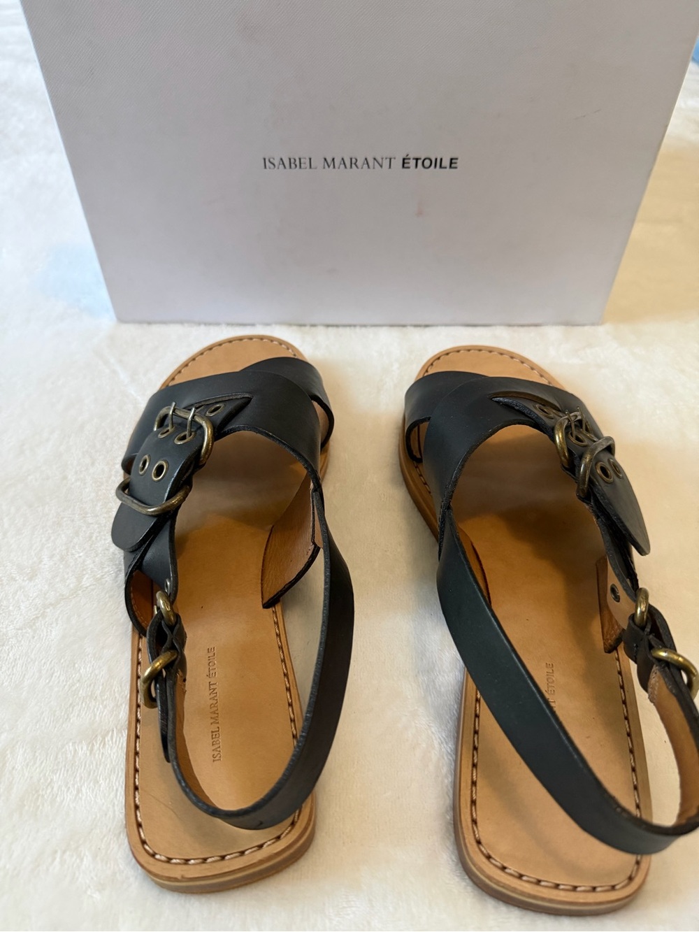 Isabel Marant Black Leather Buckle Sandals 41